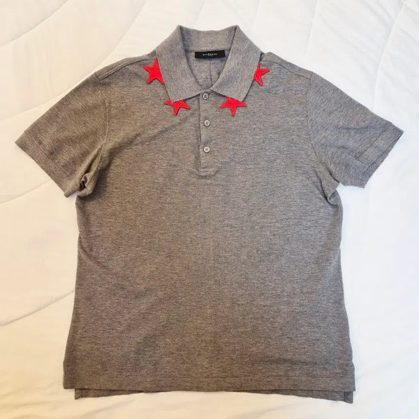[BUNJANG] Givenchy Grey Star Embroidered Polo Shirt / [완전새상품급/200%정품] 지방시 그레이 스타 자수 폴로티