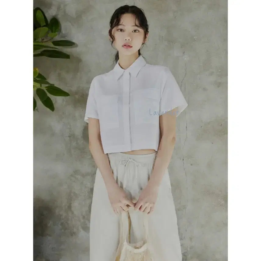 [BUNJANG] TOPTEN Linen Cropped Short Sleeve Shirt Blouse Cardigan / 탑텐 린넨 크롭 반팔셔츠 블라우스 가디건 85