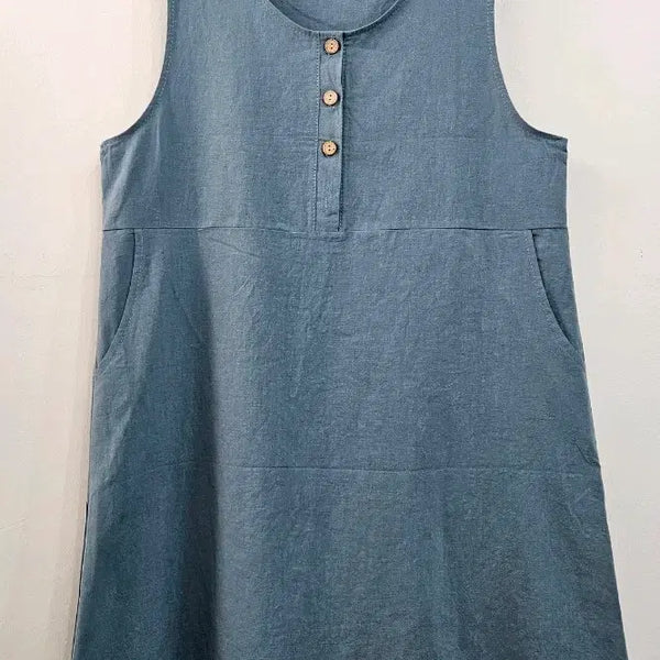 [BUNJANG] Linen Dress - New, with Discoloration Flaw / 새제품 탈색불량 린넨원피스 프리