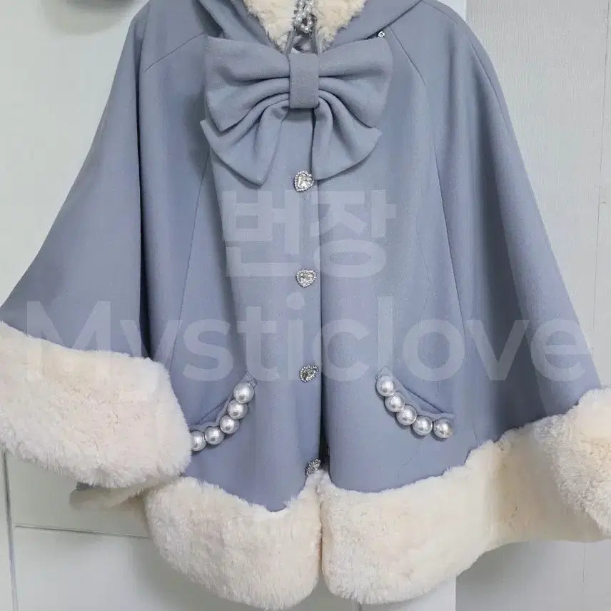 [BUNJANG] Ma*rs Primero Fur Poncho Mizuiro Coat / 마즈 프리메로 퍼 판초 미즈이로 코트 Ma*rs