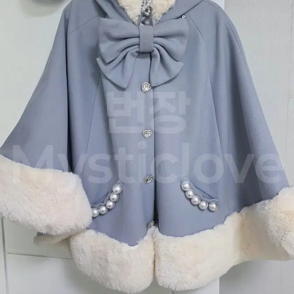 [BUNJANG] Ma*rs Primero Fur Poncho Mizuiro Coat / 마즈 프리메로 퍼 판초 미즈이로 코트 Ma*rs