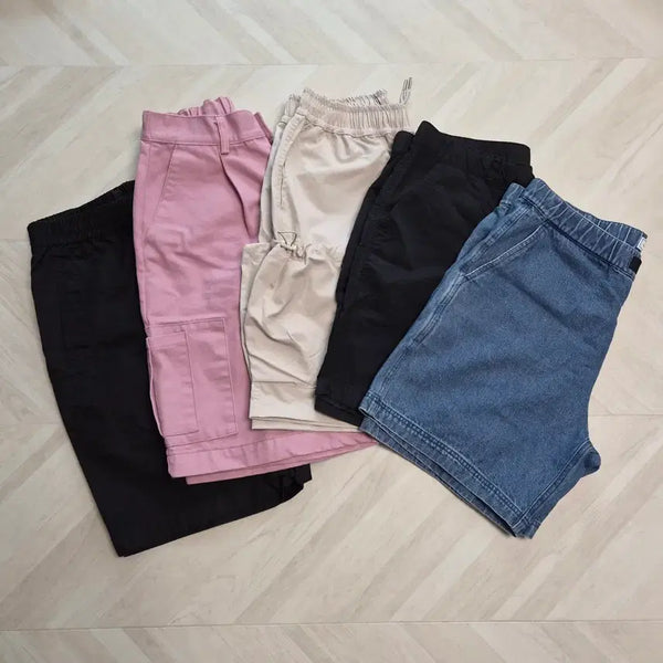 [BUNJANG] Bundle Set of 5 Pairs of Shorts (Pink Cargo, Beige Nylon, Uniqlo, Denim) / [옷장정리][반바지5종] 바지 한벌값에 팝니다
