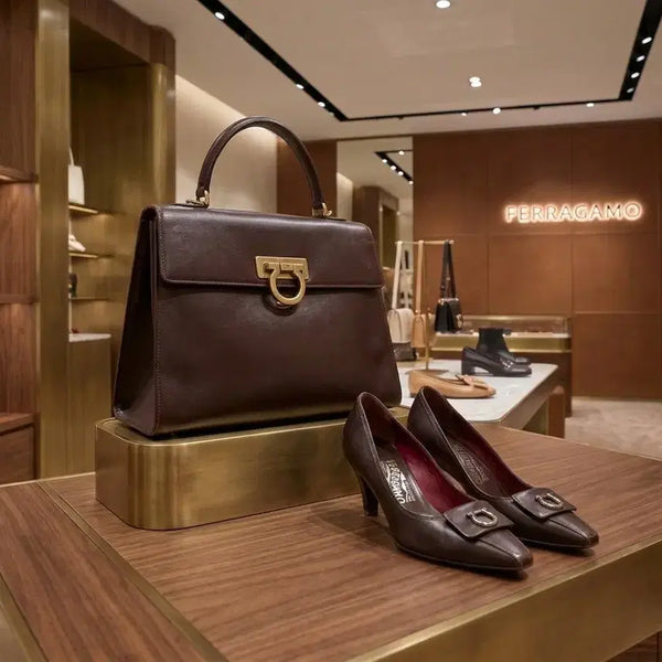 [BUNJANG] Salvatore Ferragamo Gancini Leather Pumps Dark Brown / [정품] 페라가모 간치니 가죽 펌프스 힐 구두 (235 / 6D) 다크