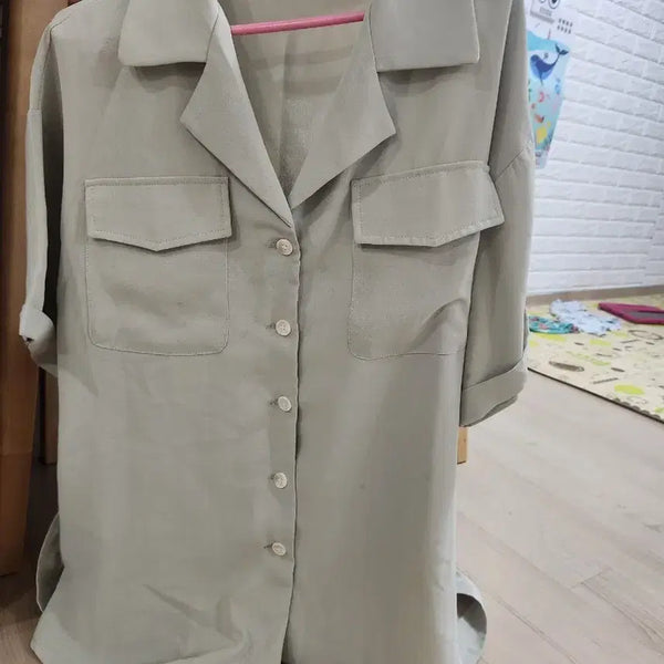 [BUNJANG] Linen Beige Collar Shirt Set / 린넨 베이지색 카라 셔츠세트
