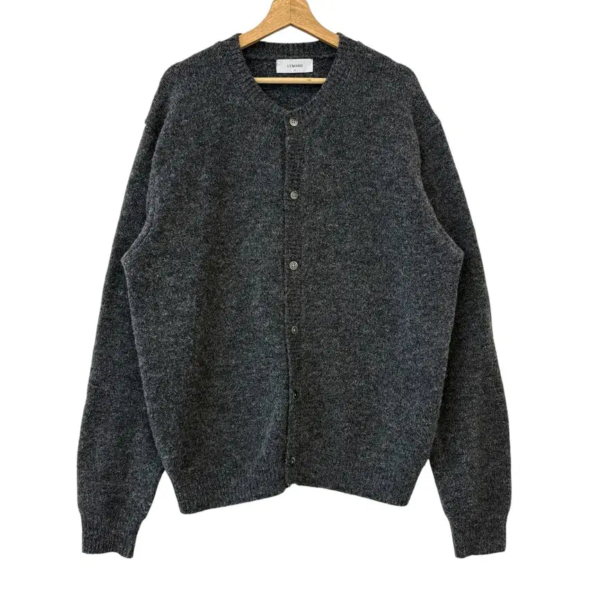 [BUNJANG] LEMAT ULL Blend Round Neck Cardigan Charcoal Grey Size 3 / 르마드 오버 울 혼방 라운드넥 가디건 차콜그레이 3 정품