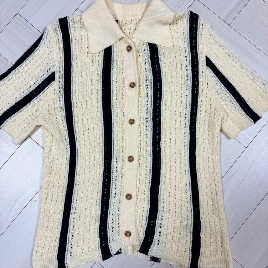 [BUNJANG] Ungnel Striped Short Sleeve Knit / 엉넬 수입 스프라이프 반팔니트