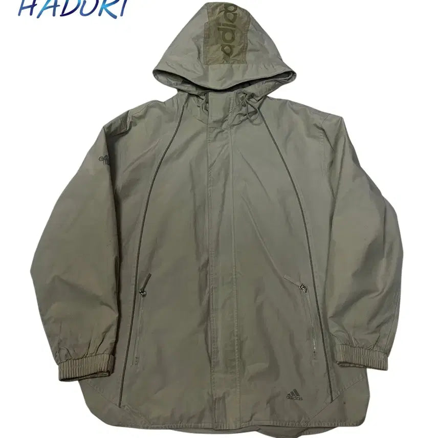 [BUNJANG] Adidas 00s Spellout Logo Beige Hooded Jacket 105 / 아디다스 00s 스펠아웃로고 베이지후드자켓 105