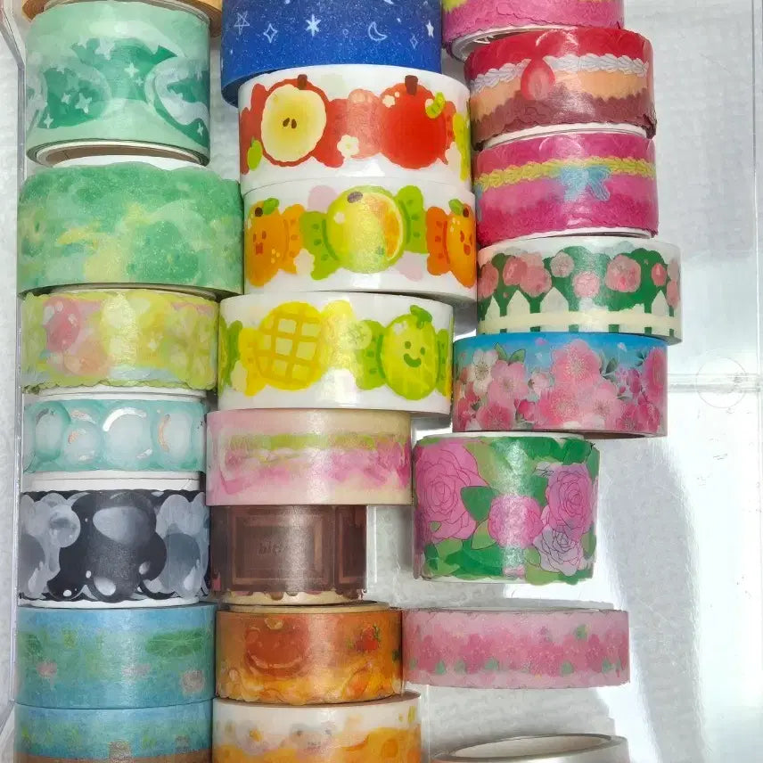[BUNJANG] 28 Types of Washi Tape Bundle - Various Designs / 마테처분2 통마테28종 개당4천원 버블/하늘/과일/디저트/꽃마테 감성마테