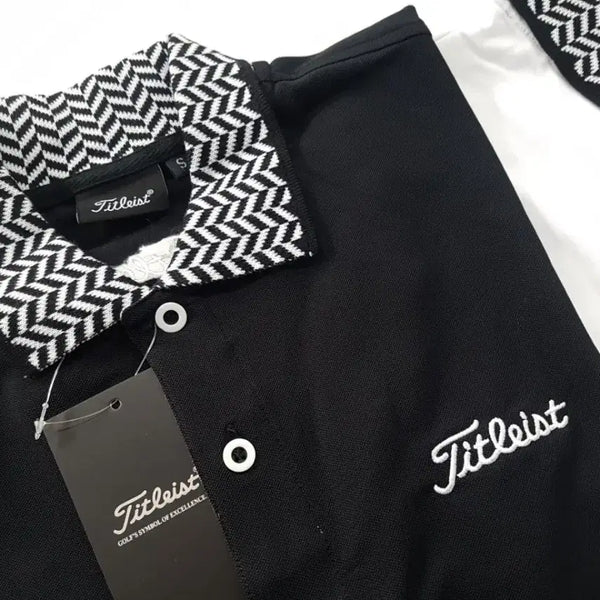 [BUNJANG] Golf Collar Point Short Sleeve T-Shirt Black 110 / 골프 카라포인트 반팔티 블랙 110