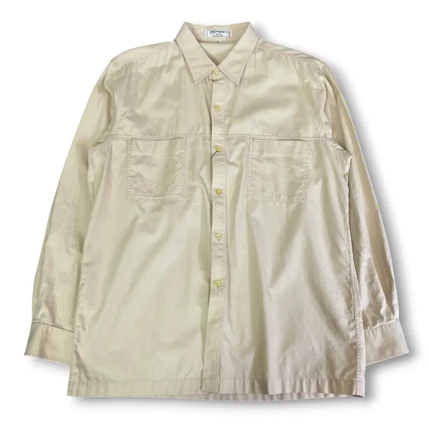 [BUNJANG] Yves Saint Laurent Vintage Cream Embroidered Shirt XL / 입생로랑 빈티지 크림 자수 셔츠 XL