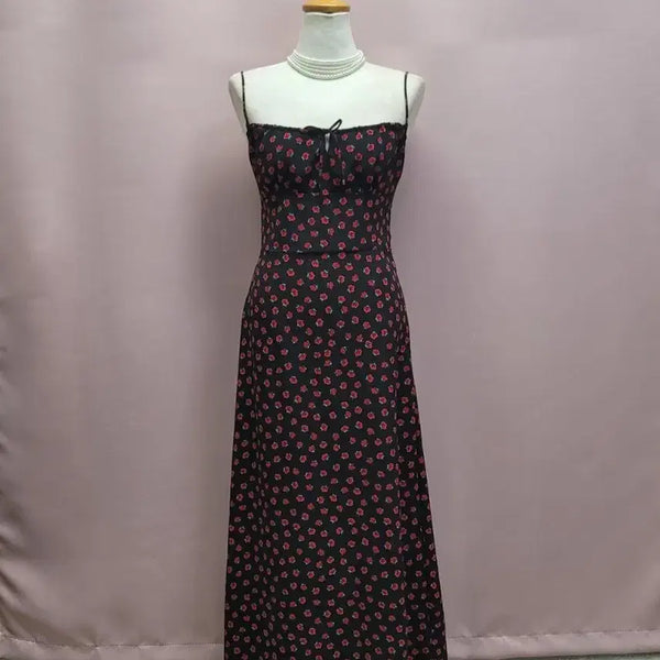 [BUNJANG] PEIRAN Rose String Back Banding Long Dress / PEIRAN 로즈 끈 뒷밴딩 롱원피스