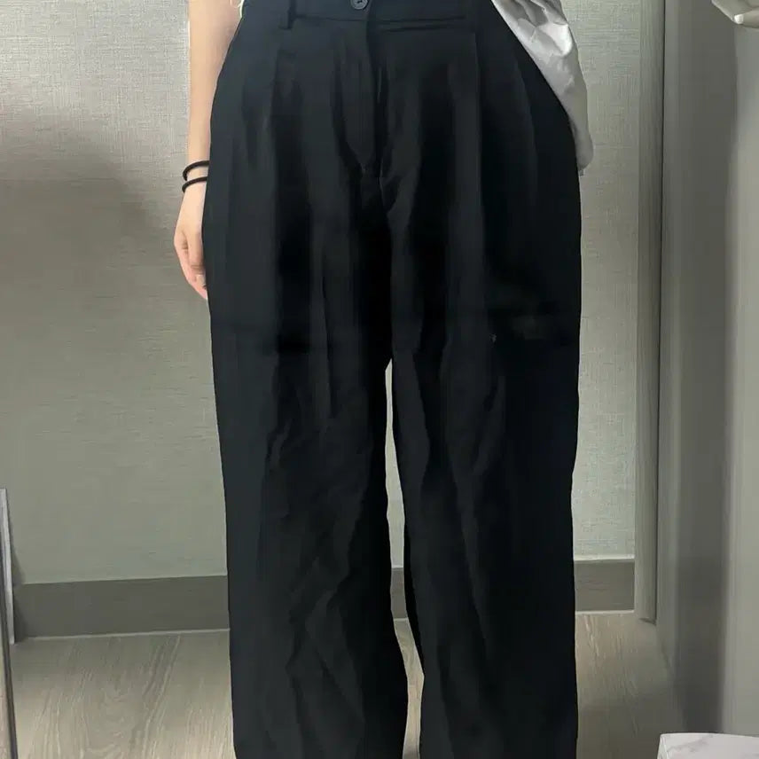[BUNJANG] Semi-Wide Black Slacks / 세미 와이드 슬랙스 블랙