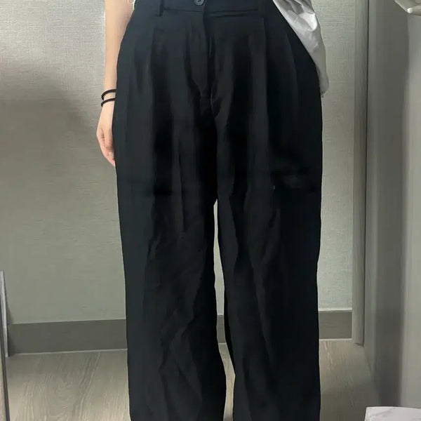 [BUNJANG] Semi-Wide Black Slacks / 세미 와이드 슬랙스 블랙