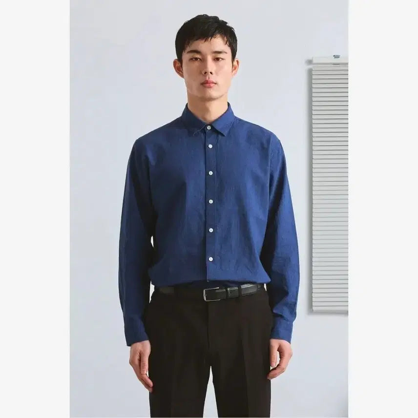 [BUNJANG] Brentwood Linen Shirt Navy Blue / [실착3회] 브렌우드 린넨 셔츠 네이비 블루