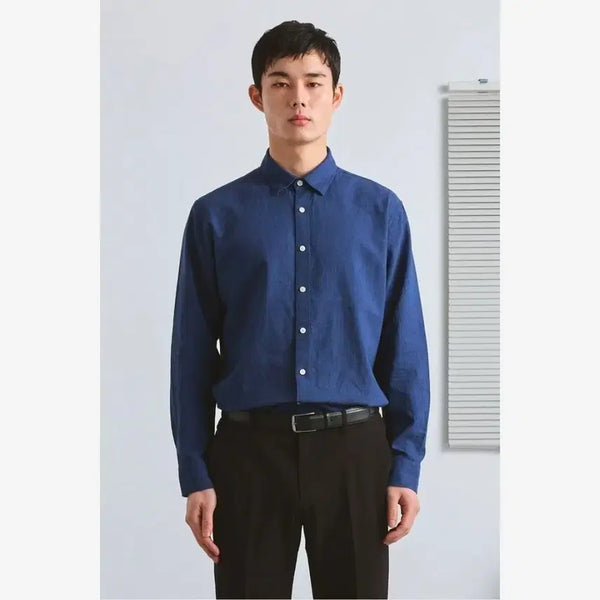 [BUNJANG] Brentwood Linen Shirt Navy Blue / [실착3회] 브렌우드 린넨 셔츠 네이비 블루
