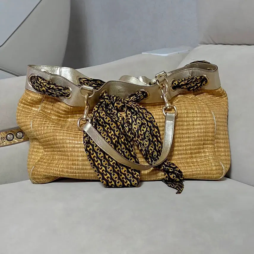 [BUNJANG] Gucci Raffia Tote Bag/Shoulder Bag / 구찌 라피아 토트&숄더백(무료배송)