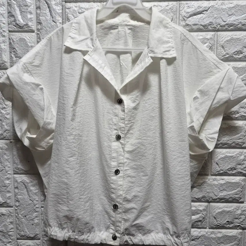 [BUNJANG] Cotton Blend White Loose Fit Short Sleeve Shirt / 면혼방 화이트 루즈핏셔츠 반팔