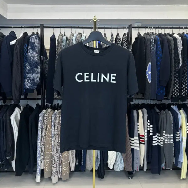 [BUNJANG] Celine Logo Loose Fit Short Sleeve T-Shirt Black (Size S) / (백화점판)(S) 셀린느 로고 루즈핏 반팔 티셔츠 블랙