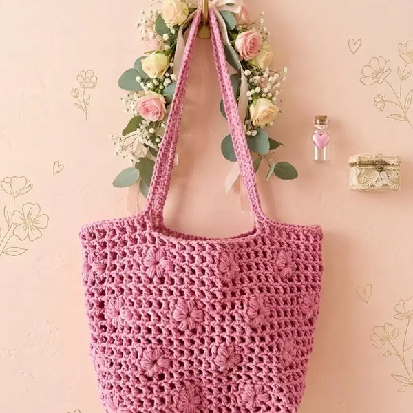 [BUNJANG] Handmade Pink Macrame Net Bag / 핑크 마크라메 네트백