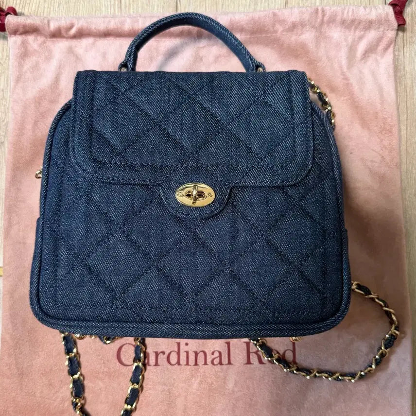[BUNJANG] Cardinal Red Two-Art Bag Denim / *무배* 카디널레드 투아트백 데님