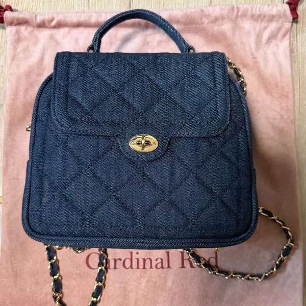 [BUNJANG] Cardinal Red Two-Art Bag Denim / *무배* 카디널레드 투아트백 데님