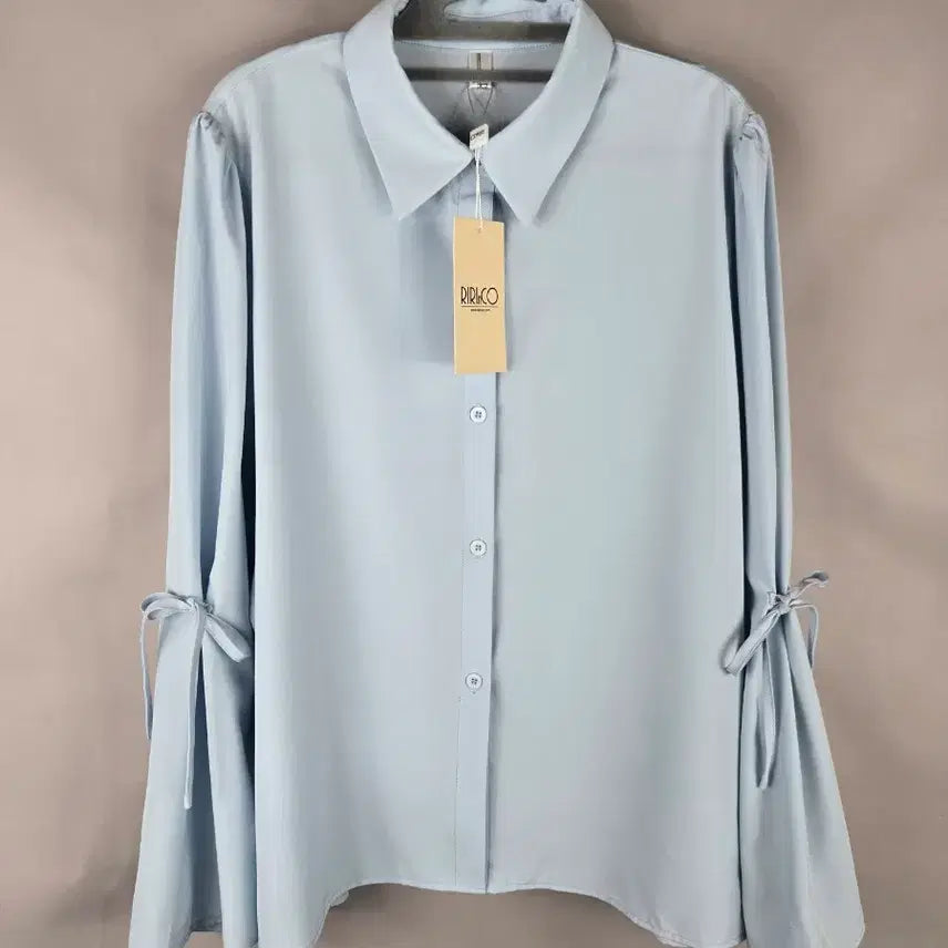 [BUNJANG] Rirri&Co. Women's Size 4 Stretch Ribbon Blouse / [무료배송]새상품 리리앤코 4 여성 빅사이즈 스판 소매 리본 블라우스