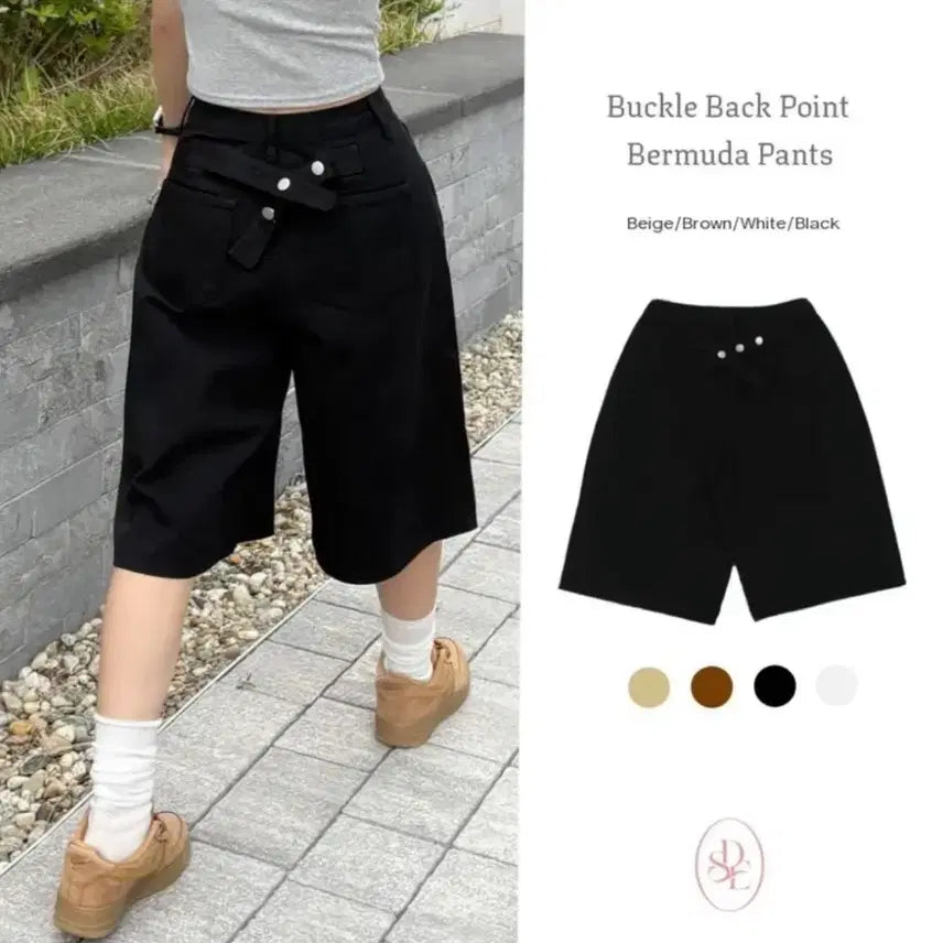 [BUNJANG] Buckle Accent Bermuda Shorts Black / 버클 포인트  Bermuda 팬츠 블랙
