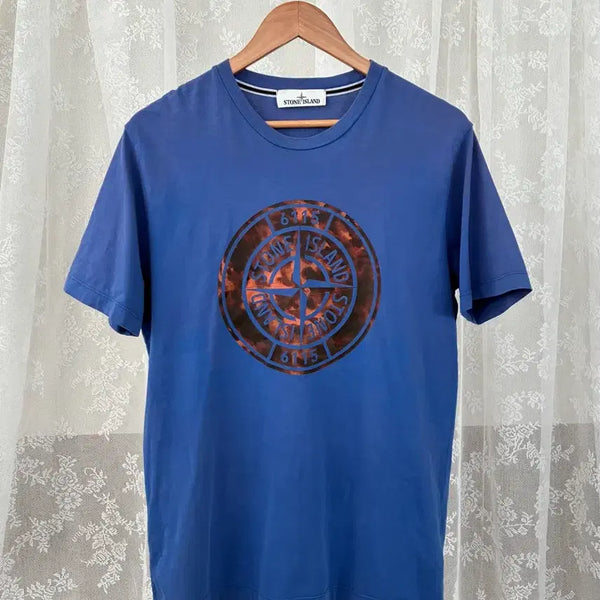 [BUNJANG] Stone Island Short Sleeve T-Shirt Blue / L) 스톤 아일랜드 반팔 티셔츠 블루