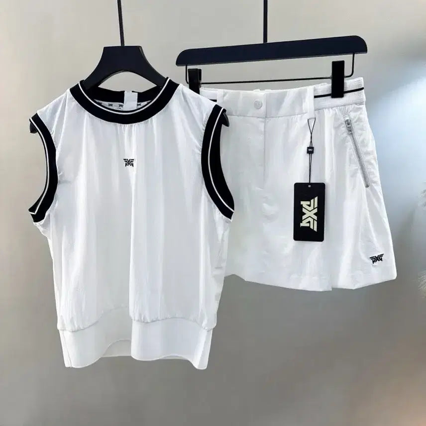 [BUNJANG] Women's Sleeveless Golf Top - Black & White / 여성 골프 민소매 블랙&화이트
