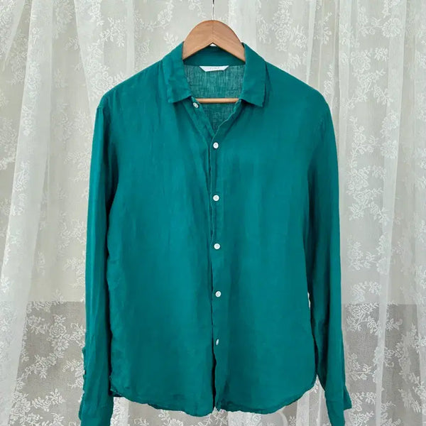 [BUNJANG] TIME Homme Linen Shirt Green / 100) 한섬 타임 TIME 남성 린넨 셔츠 그린