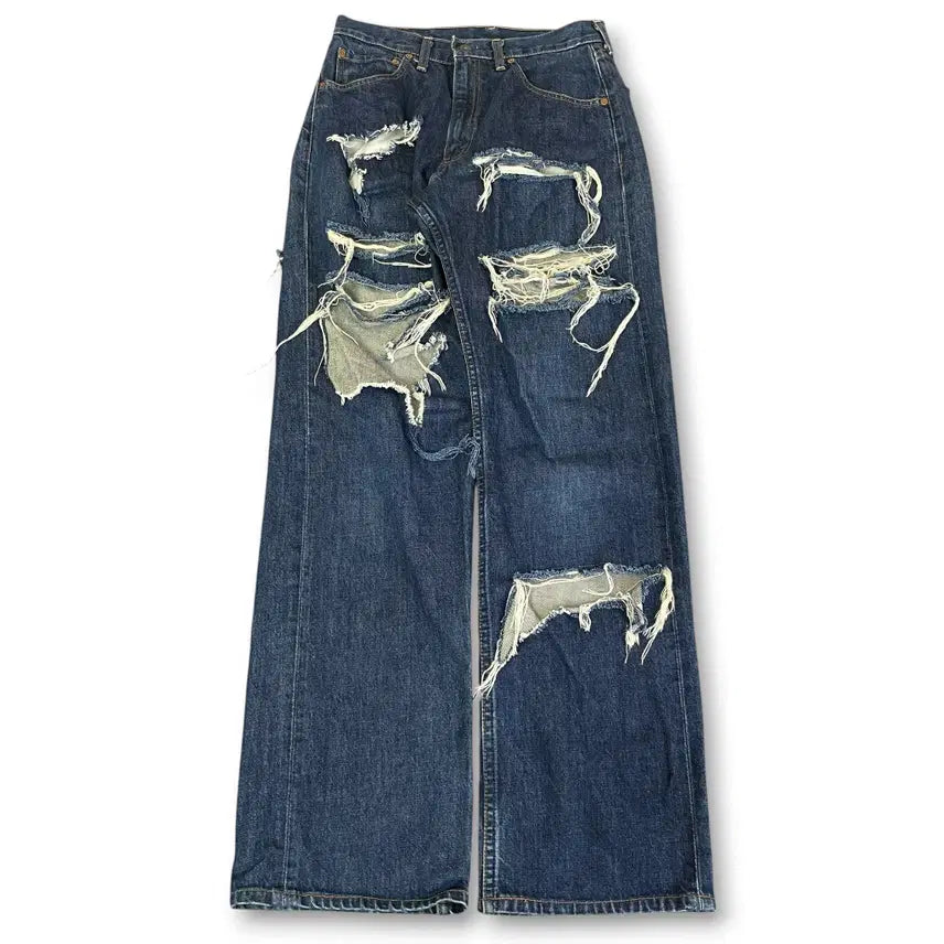 [BUNJANG] Levi's 504 90s Vintage Mid-Wash Distressed Jeans / (30) 90s 리바이스 504 중청 데미지 진
