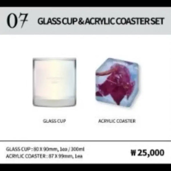 [BUNJANG] MONSTA X REASON Glass Cup & Acrylic Coaster Set / 몬스타엑스 리즌 팝업 유리컵&아크릴 코스터 세트