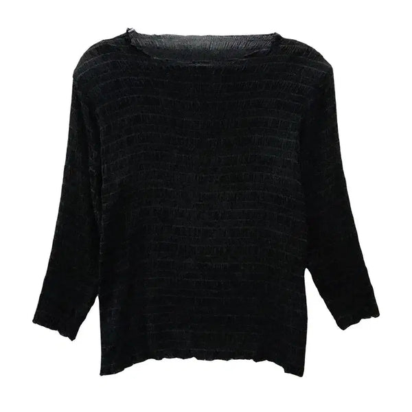 [BUNJANG] Crinkle Stripe Black Long Sleeve T-Shirt / 크링클 스트라이프 블랙 슬리브 긴팔티 MADE IN JAPAN
