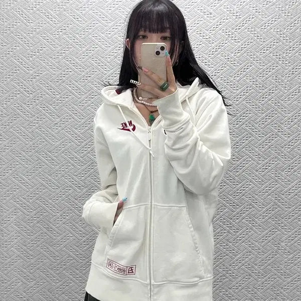 [BUNJANG] Nike White Devil Hood Zip-Up Hoodie XXL / 나이키 희귀 스트릿 펑크 화이트 데빌 후드집업 XXL C13037