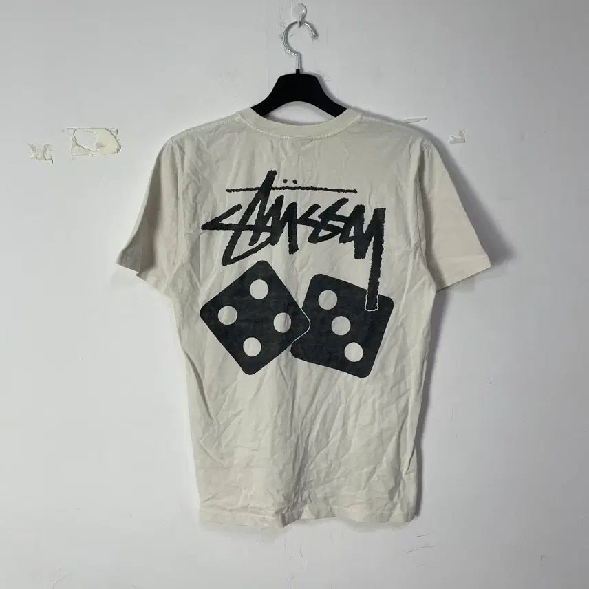 [BUNJANG] Stüssy Dice Pigment Dyed Short Sleeve T-Shirt White / 스투시 다이스 피그먼트 다이드 반팔티셔츠 화이트