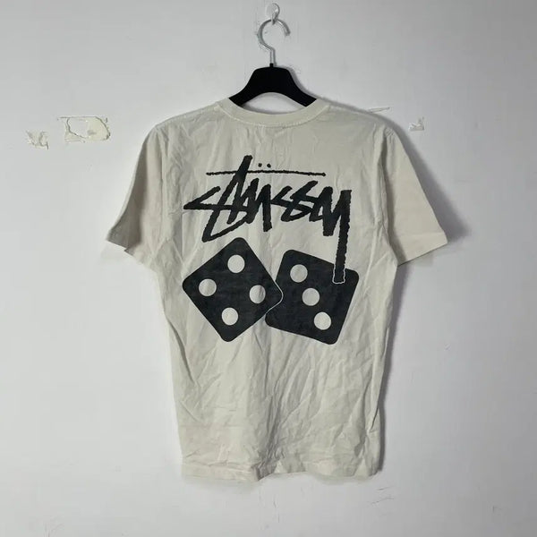 [BUNJANG] Stüssy Dice Pigment Dyed Short Sleeve T-Shirt White / 스투시 다이스 피그먼트 다이드 반팔티셔츠 화이트