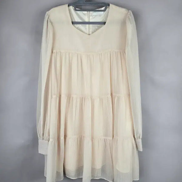 [BUNJANG] Breath Shining Chiffon See-Through Mini Dress / [무료배송]브리드 F 여성 루즈핏 샤이닝 쉬폰 시스루 미니 원피스