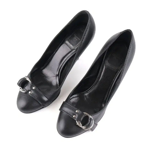 [BUNJANG] Dior Leather Pumps Heel Black Silver Hardware Size 35.5 / [중고명품다올] 디올 레더 펌프스 힐 블랙 은장 35.5사이즈