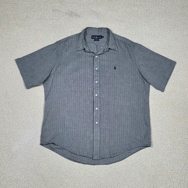 [BUNJANG] Polo Ralph Lauren Blake Herringbone Cotton Short Sleeve Shirt / [폴로 랄프로렌] 블레이크 헤링본 코튼 반팔 셔츠 | S00548