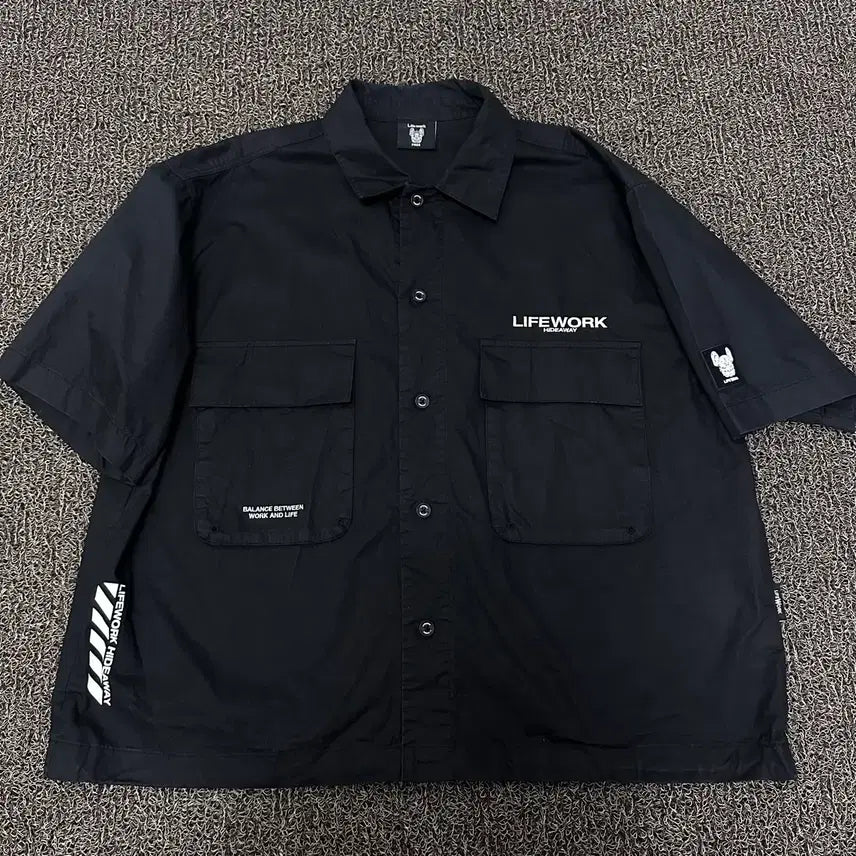 [BUNJANG] Life Work Short Sleeve Shirt Black Free Size / 라이프워크 반팔 셔츠 블랙 F