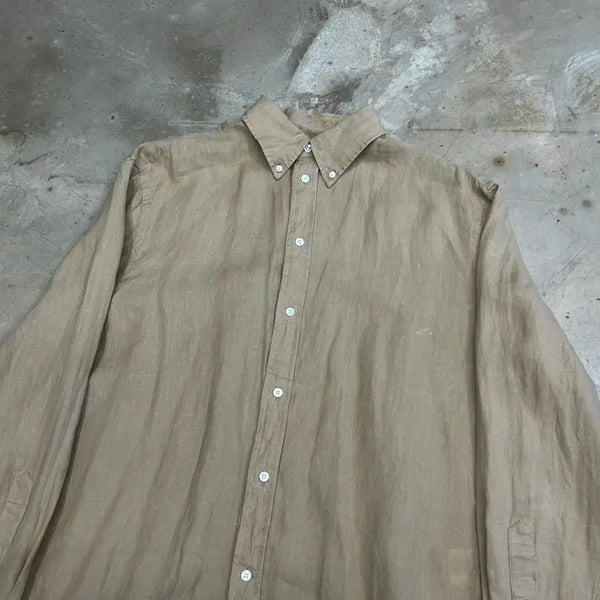 [BUNJANG] Polo Ralph Lauren Beige Linen Shirt / S 폴로랄프로렌 베이지 린넨 셔츠