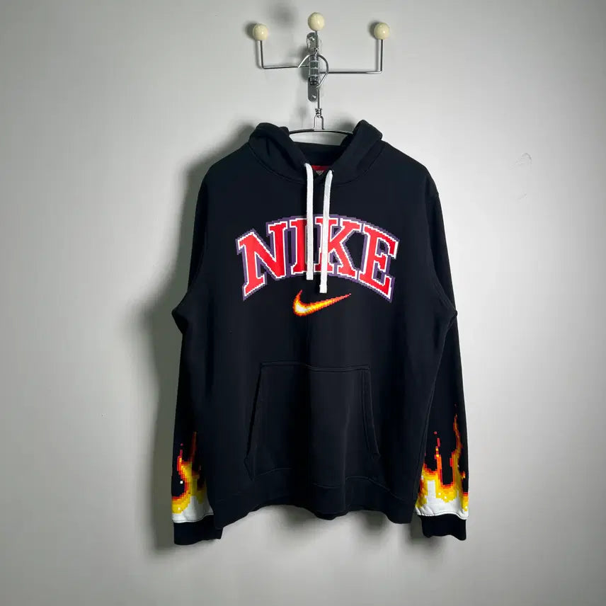 [BUNJANG] Nike Black Flame Hooded Sweatshirt L / NIKE 나이키 블랙 불꽃 플레임 후드티 L