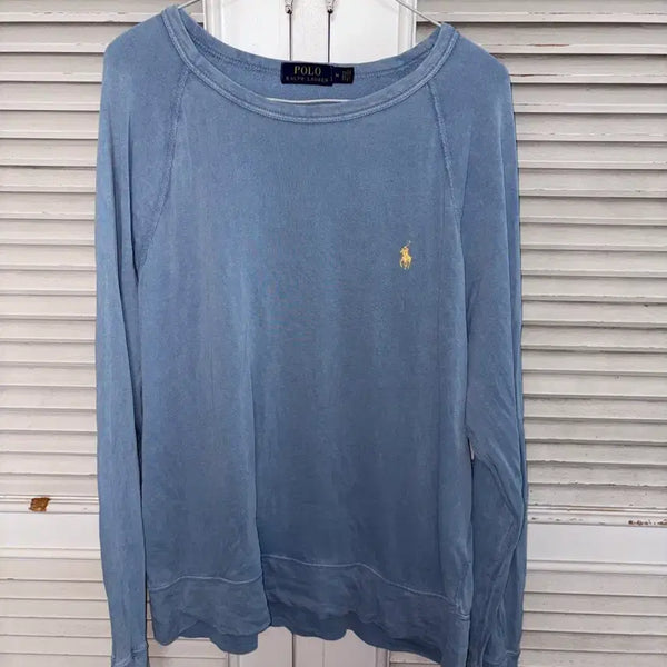 [BUNJANG] Polo Ralph Lauren Blue Boatneck Sweatshirt Long Sleeve T-Shirt / 폴로 랄프로렌 맨투맨 블루 보트넥 티셔츠 긴팔티