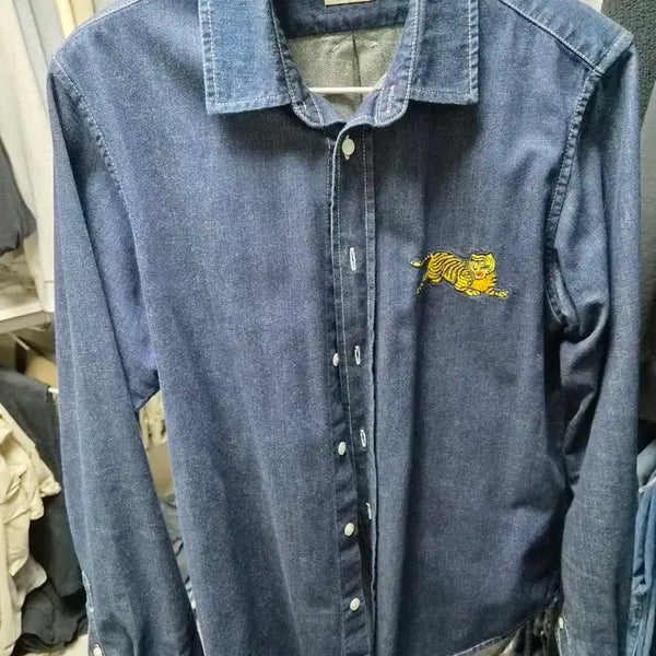 [BUNJANG] Kenzo Tiger Embroidery Denim Shirt / 겐조 타이거 자수 데님 셔츠