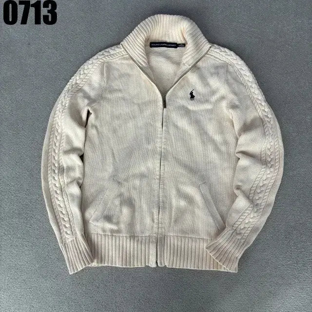 [BUNJANG] Polo Ralph Lauren Cable Knit Zip-Up Sweater Ivory XS / 폴로 랄프로렌 케이블 니트 집업 아이보리XS