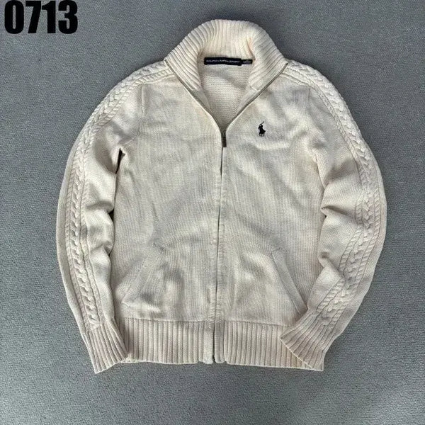 [BUNJANG] Polo Ralph Lauren Cable Knit Zip-Up Sweater Ivory XS / 폴로 랄프로렌 케이블 니트 집업 아이보리XS