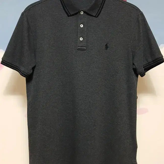 [BUNJANG] Polo Ralph Lauren Men's Grey Cotton Blend Short Sleeve Polo Shirt - Size M / (M) 폴로 랄프로렌 카라 반팔티