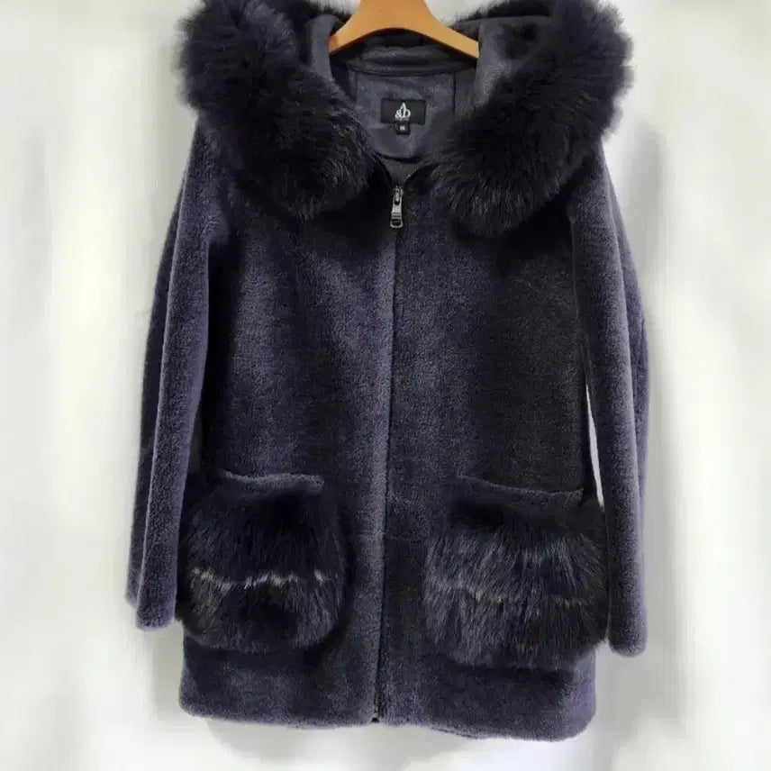 [BUNJANG] A&D Wool Saga Fox Fur Hooded Half Coat / 에이앤디 양모 사가퍼 후드 코트