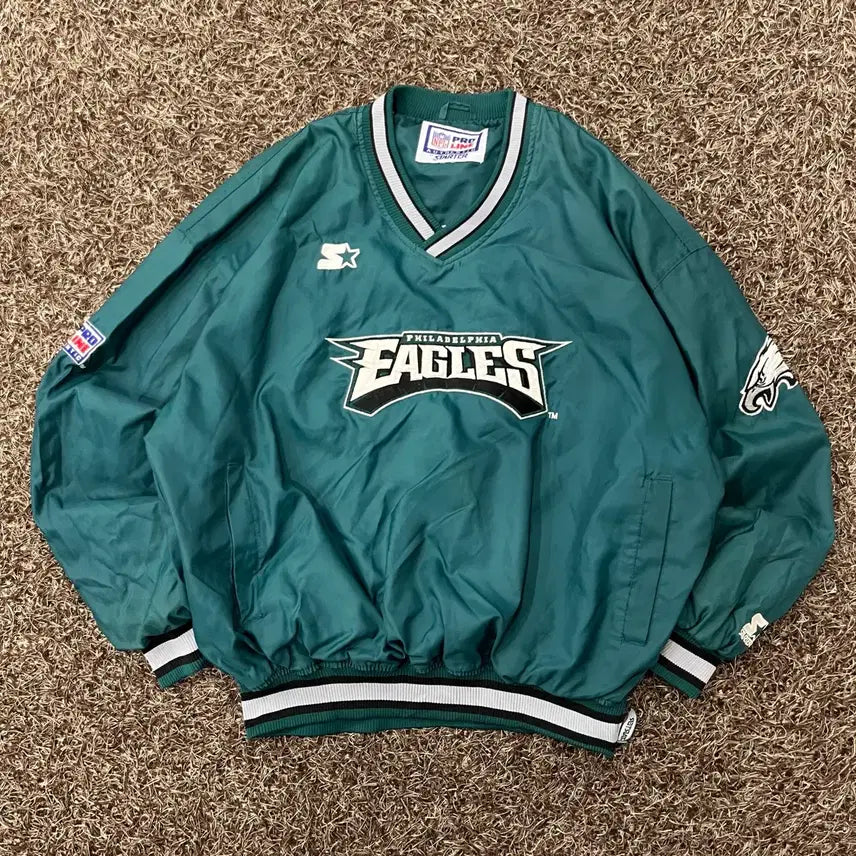 [BUNJANG] Starter Philadelphia Eagles 90s Warm-Up Windbreaker Pullover / 스타터 90s 필라델피아 이글스 웜업 바람맏이 풀오버 110