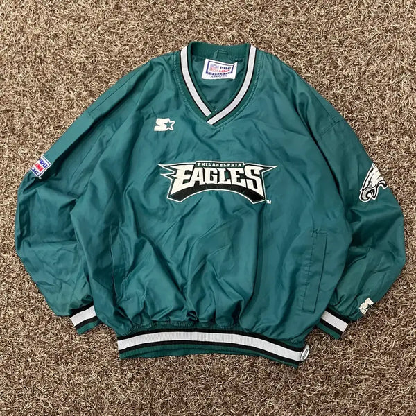 [BUNJANG] Starter Philadelphia Eagles 90s Warm-Up Windbreaker Pullover / 스타터 90s 필라델피아 이글스 웜업 바람맏이 풀오버 110